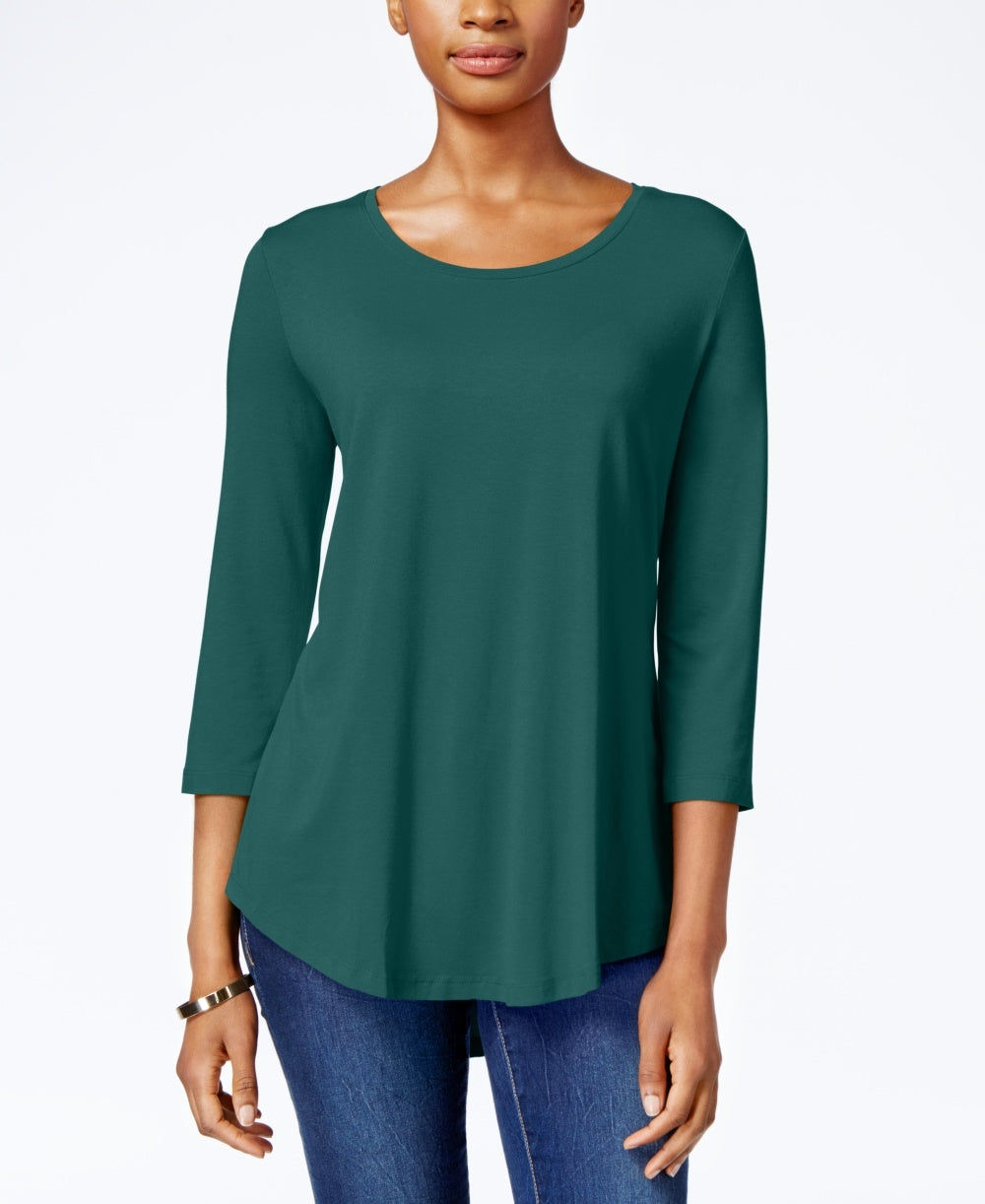 JM Collection Women's Scoop-Neck Top Regular & Petite Sizes Green Size Small
