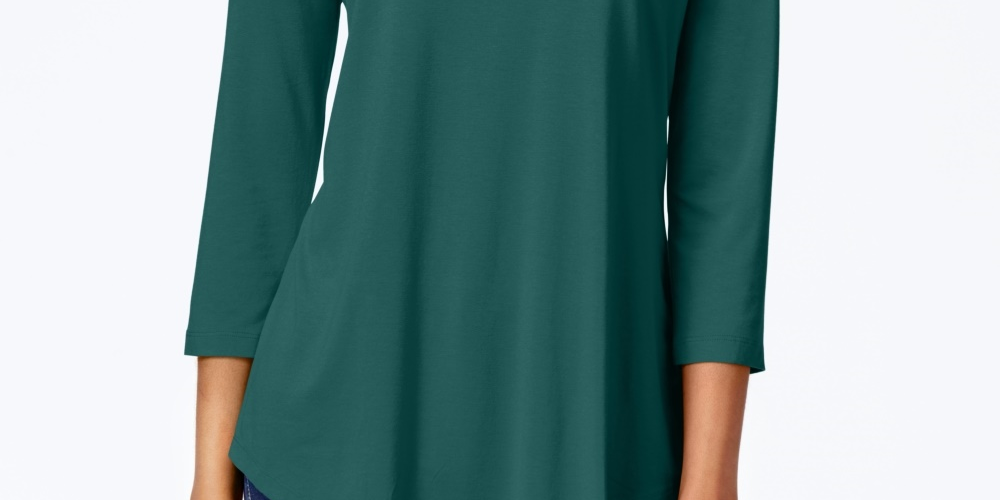 JM Collection Women's Scoop-Neck Top Regular & Petite Sizes Green Size Small