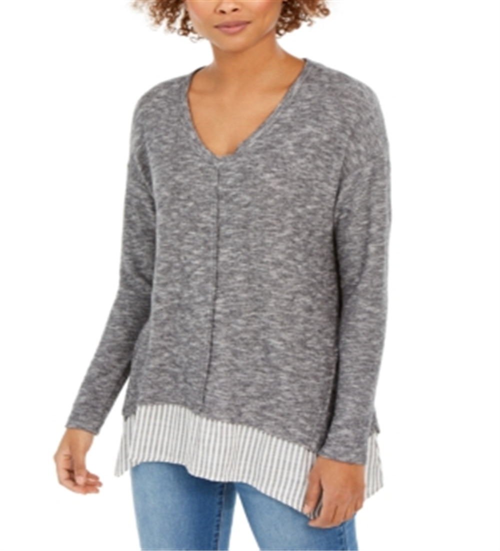 Style & Co Women's Layered Look Tunic Gray  Size Large
