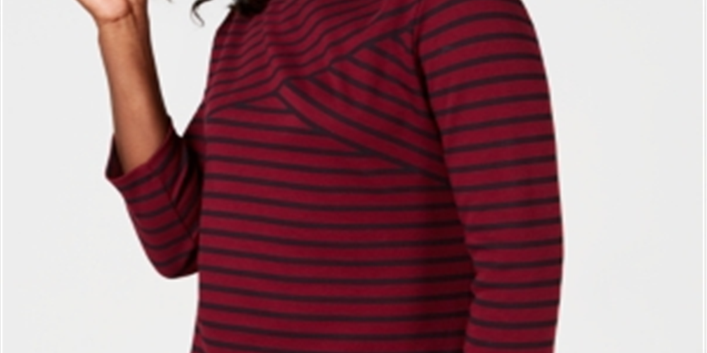 Karen Scott Women's Striped Crossover Top Red Size Large
