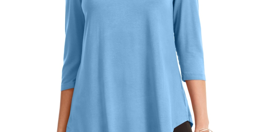 JM Collection Women's Cold Shoulder Top Blue Size Large