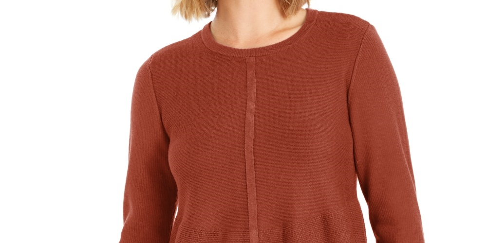 Style & Co Women's Knit Mixed Stitch Tunic Orange Size Medium