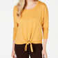 Style & Co Women's Tie Front Sweater Gold Size Small