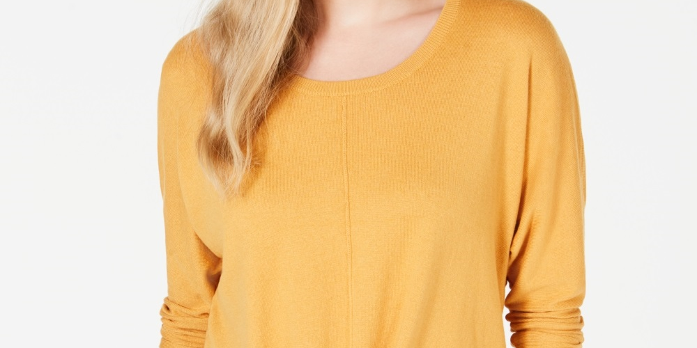 Style & Co Women's Tie Front Sweater Gold Size Small