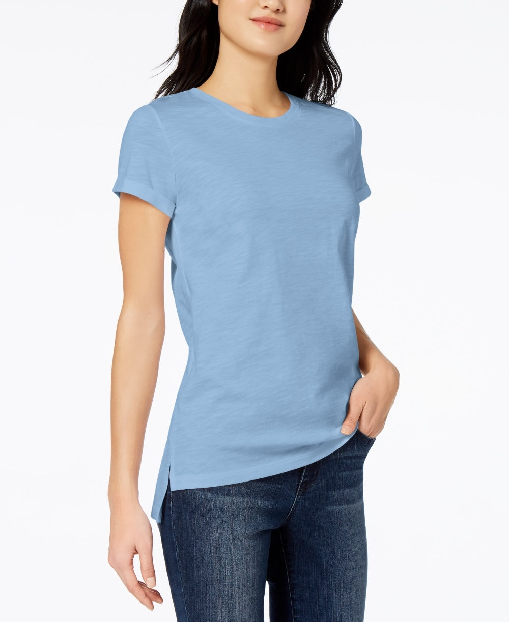 Maison Jules Women's High-Low T-Shirt Blue Size Small