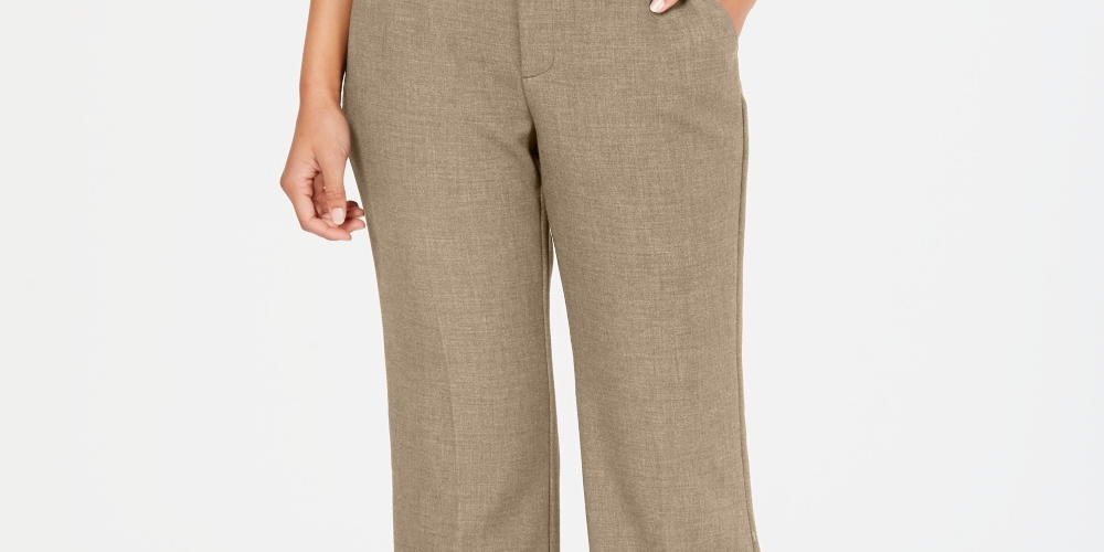 Charter Club Women's Belted Tummy Control Trousers Beige Size 6