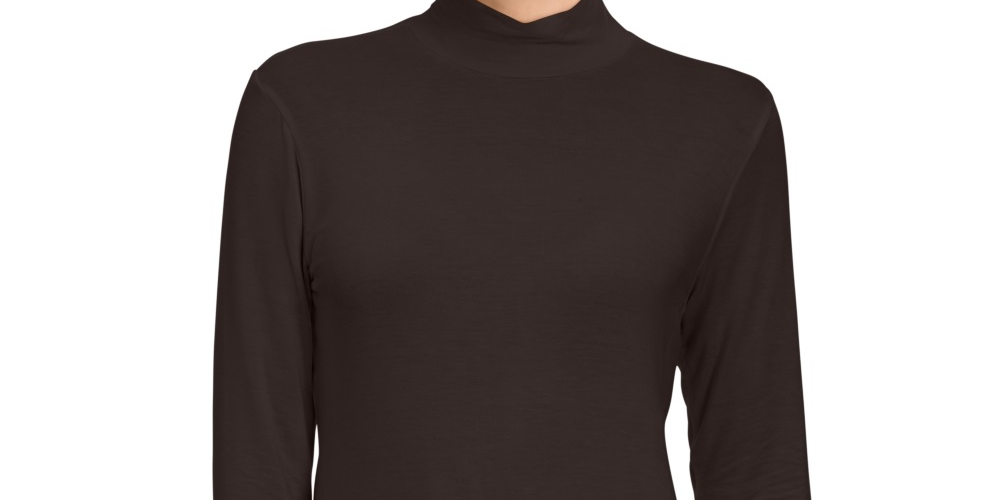 Style & Co Women's Mock Neck Top Brown Size X-Large