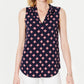 Charter Club Women's Petite V-Neck Printed Blouse Blue Size PXL