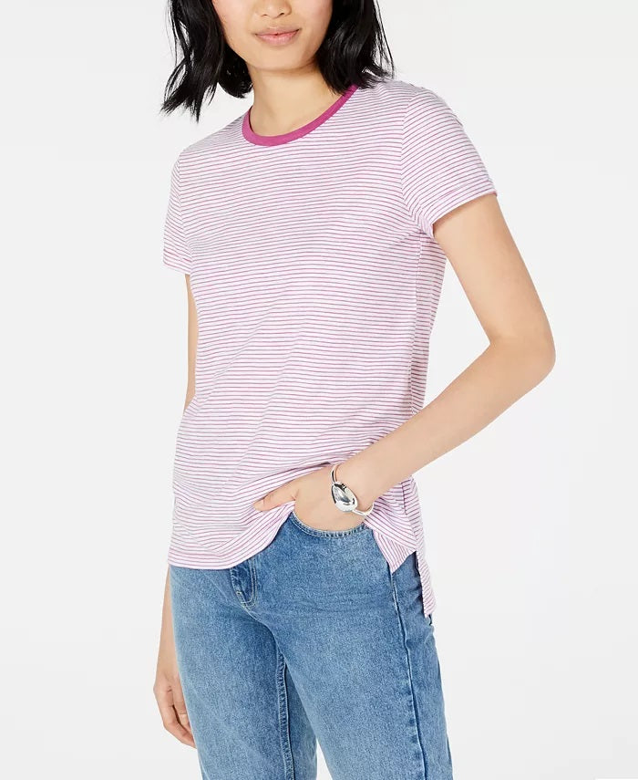 Maison Jules Women's Crewneck Ringer T-Shirt Purple Size XX-Large