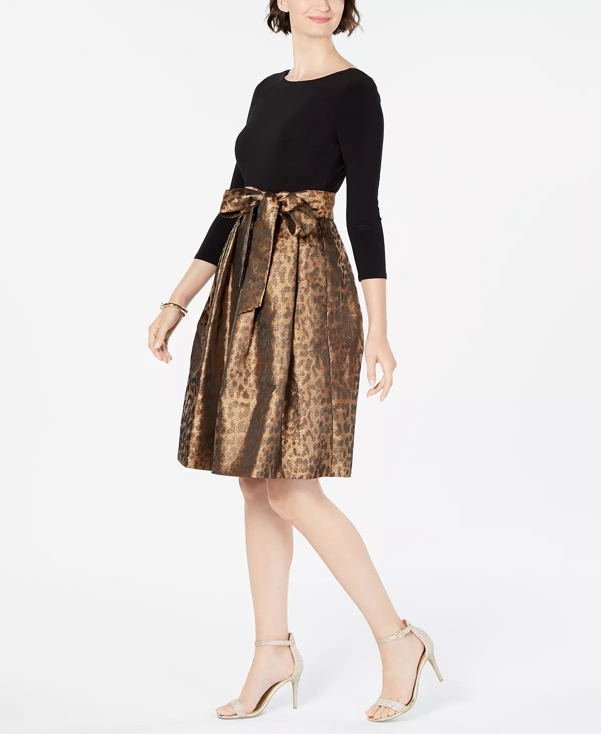Jessica Howard Women's Solid & Animal-Print Fit & Flare Dress Red Size 10
