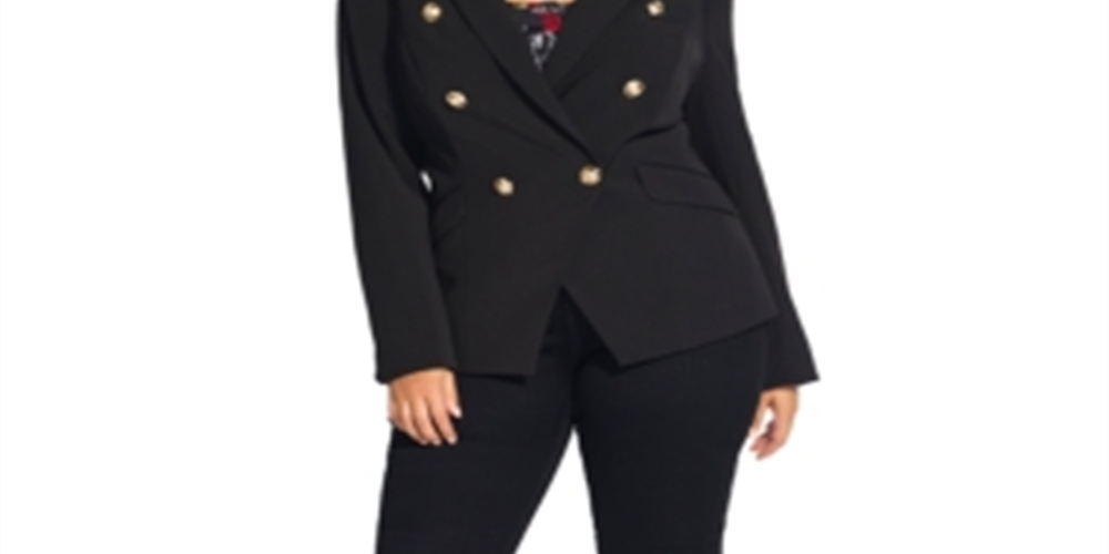 City Chic Women's Trendy Plus Rock Royalty Jacket Black Size 22W