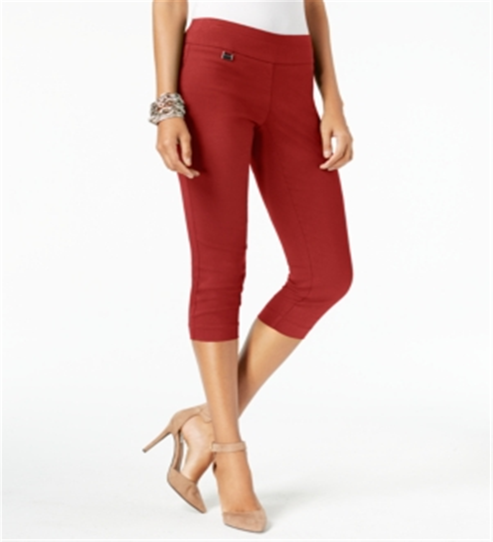 Alfani Women's Tummy Control Pull on Capri Pants  Red Size 12 Petite