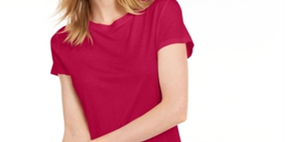 Maison Jules Women's Tie-Back Solid T-Shirt Red Size X-Small