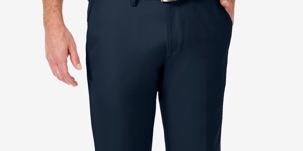 Haggar Men's Cool 18 Pro Stretch Straight Fit Flat Front Dress Pants Blue Size 38X30