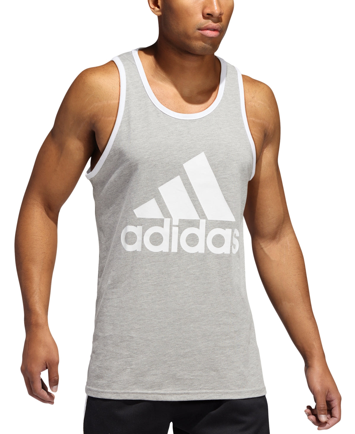 adidas Men's Badge Of Sport Logo Graphic Tank Gray Size Medium