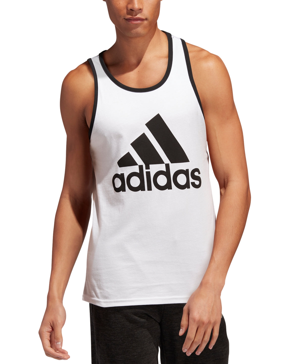 adidas Men's Badge Of Sport Logo Graphic Tank White Size Medium