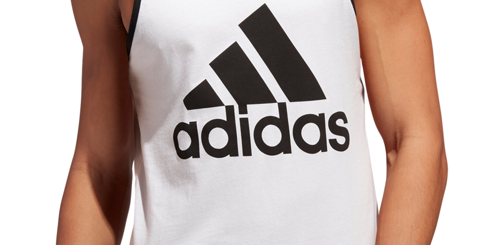 adidas Men's Badge Of Sport Logo Graphic Tank White Size Medium