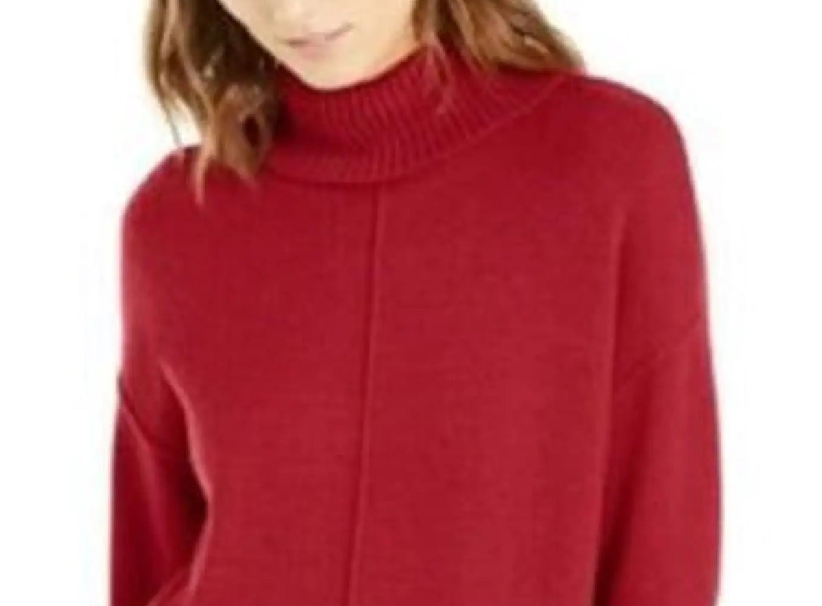 Alfani Women's Dropped-Shoulder Turtleneck Red Size Small