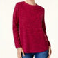 Karen Scott Women's Sport Space-Dye Microfleece Top Red Size Large