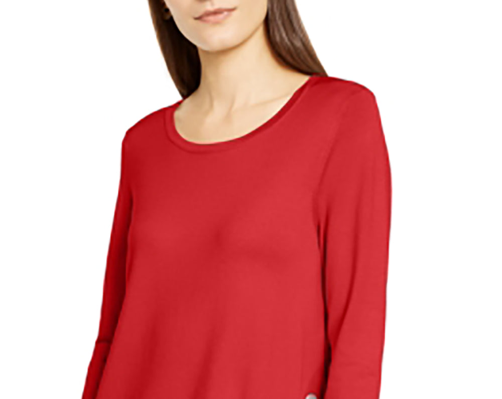 Alfani Women's Hardware Seamed Pullover Sweater Red Small