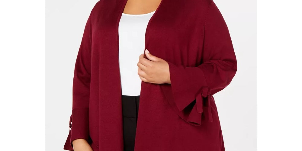 Alfani Women's Plus Tie Sleeve Cardigan Red Size 3X
