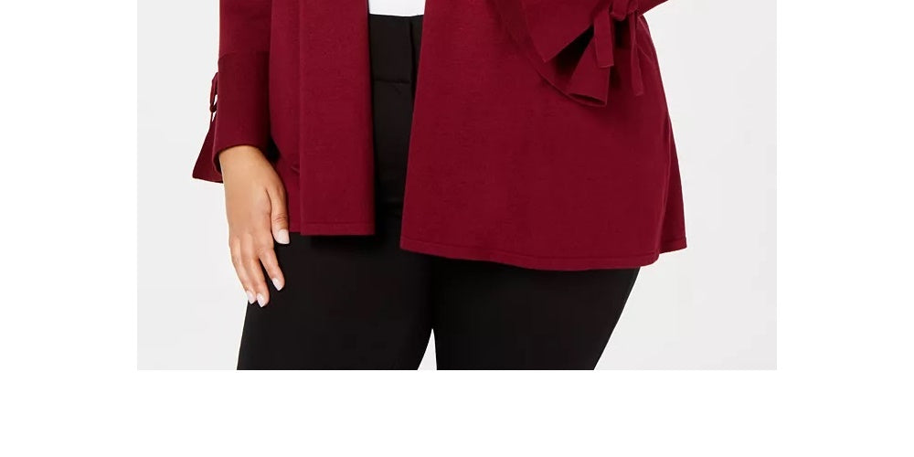 Alfani Women's Plus Tie Sleeve Cardigan Red Size 3X