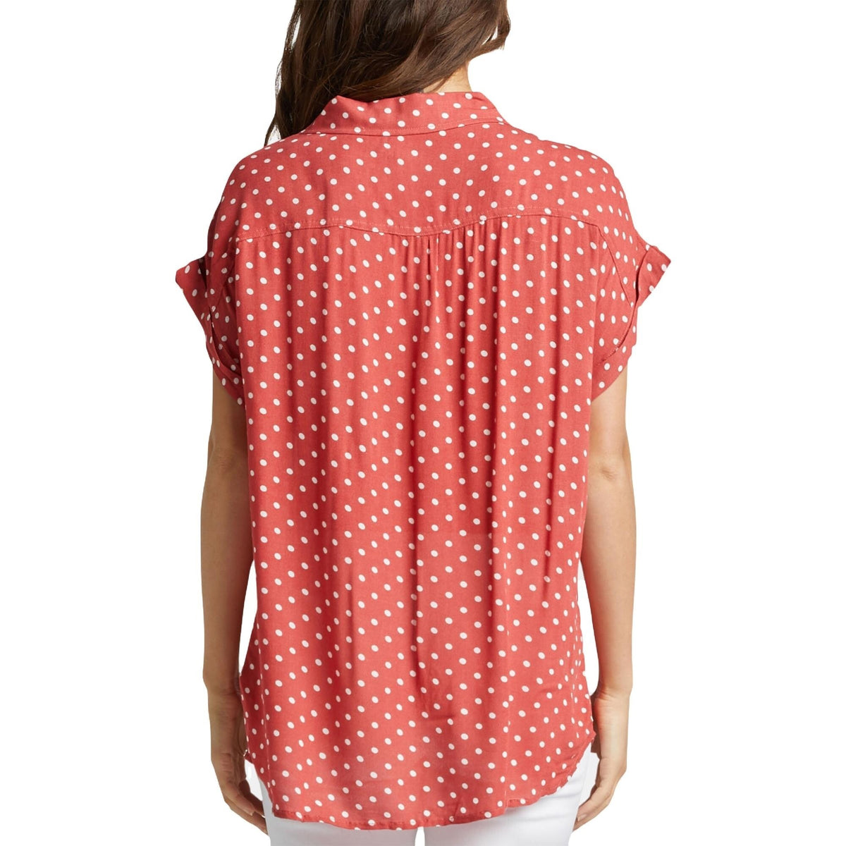 Silver Jeans Co Women's Alisha Dot-Print Shirt Dark Red Size Large