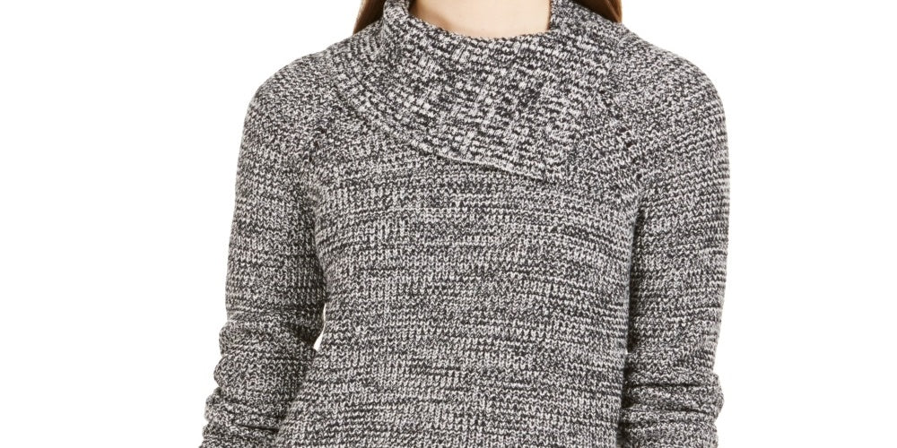 Style & Co Women's Sweater Pointelle Knit Pullover Black Size Medium