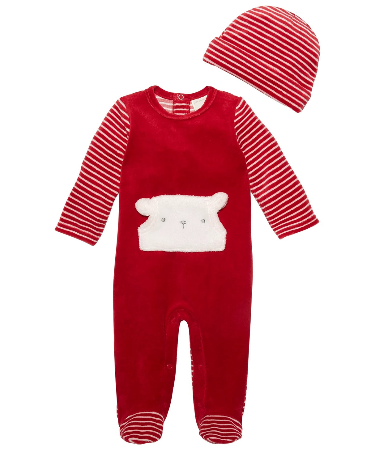 First Impressions Baby Boys 2-Pc. Hat & Footed Striped Coverall Set Red Size 6-9MOS
