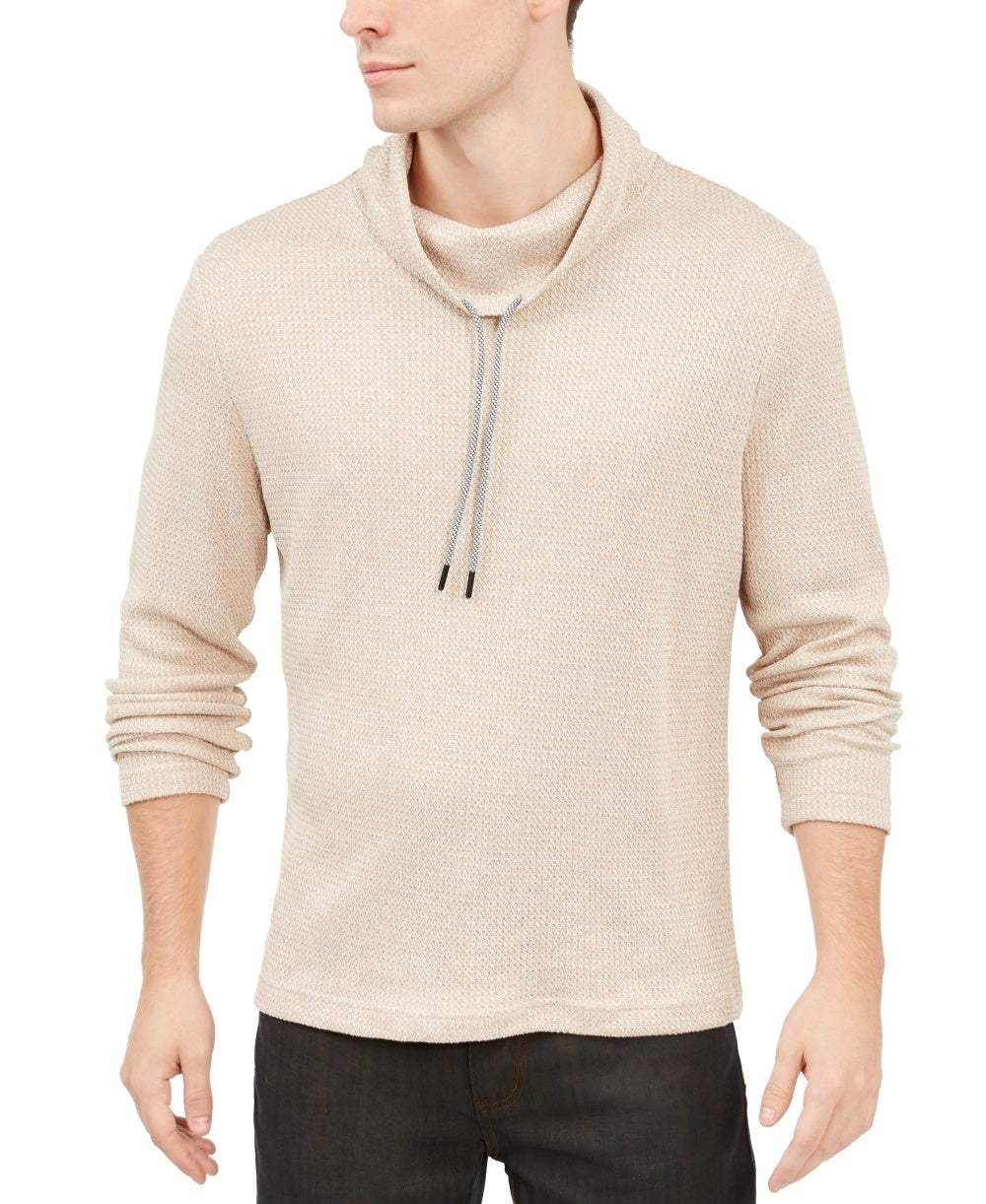 Alfani Men's Funnel Neck Hooded Sweatshirt Brown Size Small