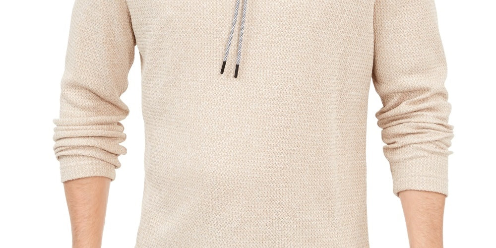 Alfani Men's Funnel Neck Hooded Sweatshirt Brown Size Small