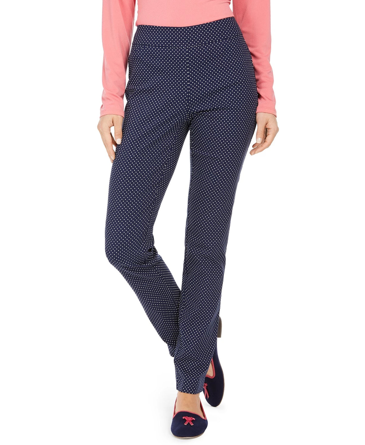 Charter Club Women's Dot-Print Pull-On Pants Blue Size 4