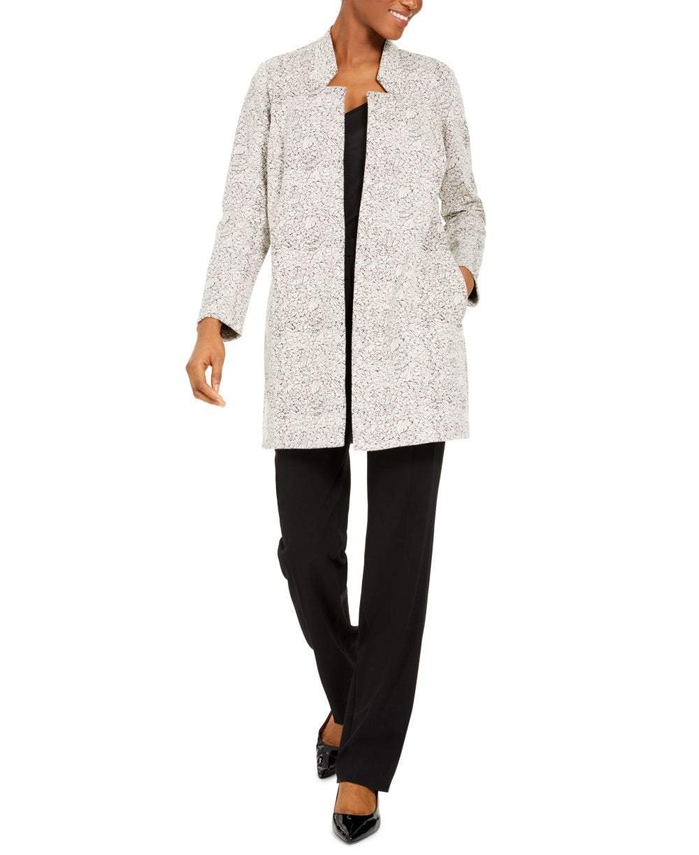 Alfani Women's Open Front Jacquard Jacket Gray Size Petite Large