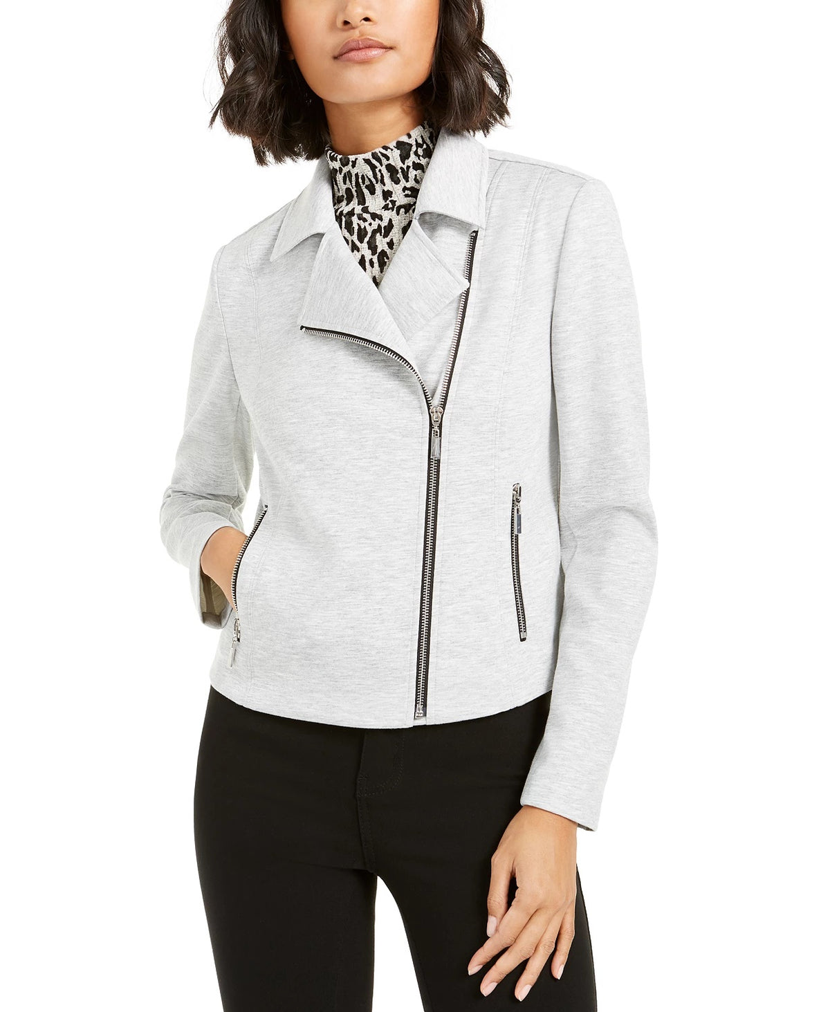 Bar III Women's Moto Jacket Gray Size X-Small