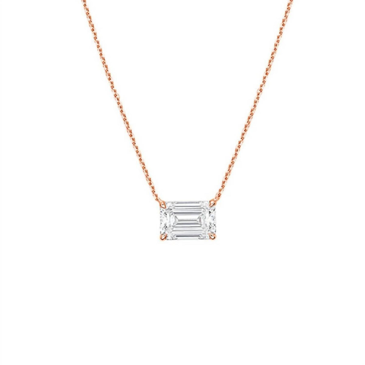 Diana M Jewels - Lab Grown East West Diamond Solitaire Pendant Necklace