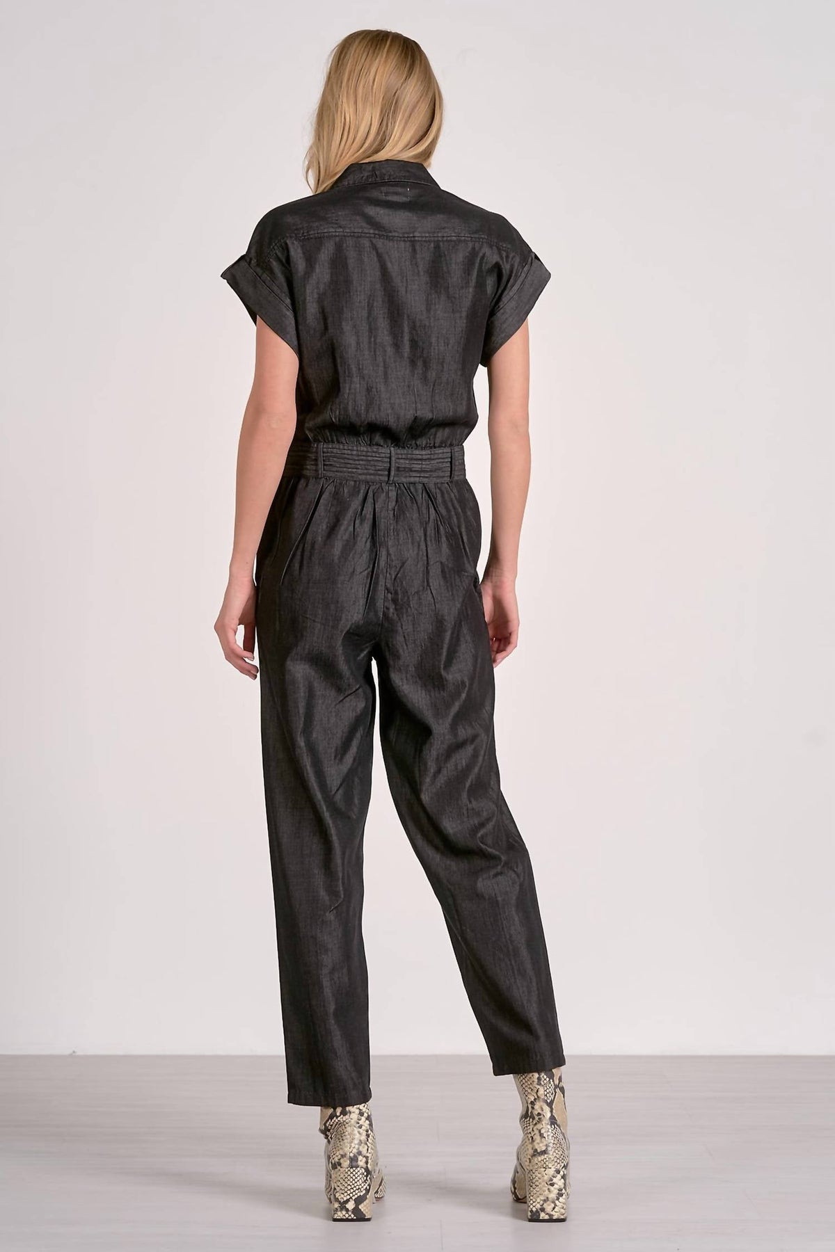 Elan - Utility Short Sleeve Belted Jumpsuit
