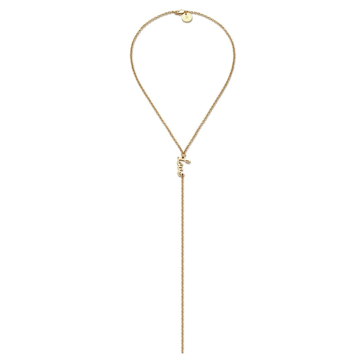 Eklexic - Women's Dainty Script Love Lariat Necklace