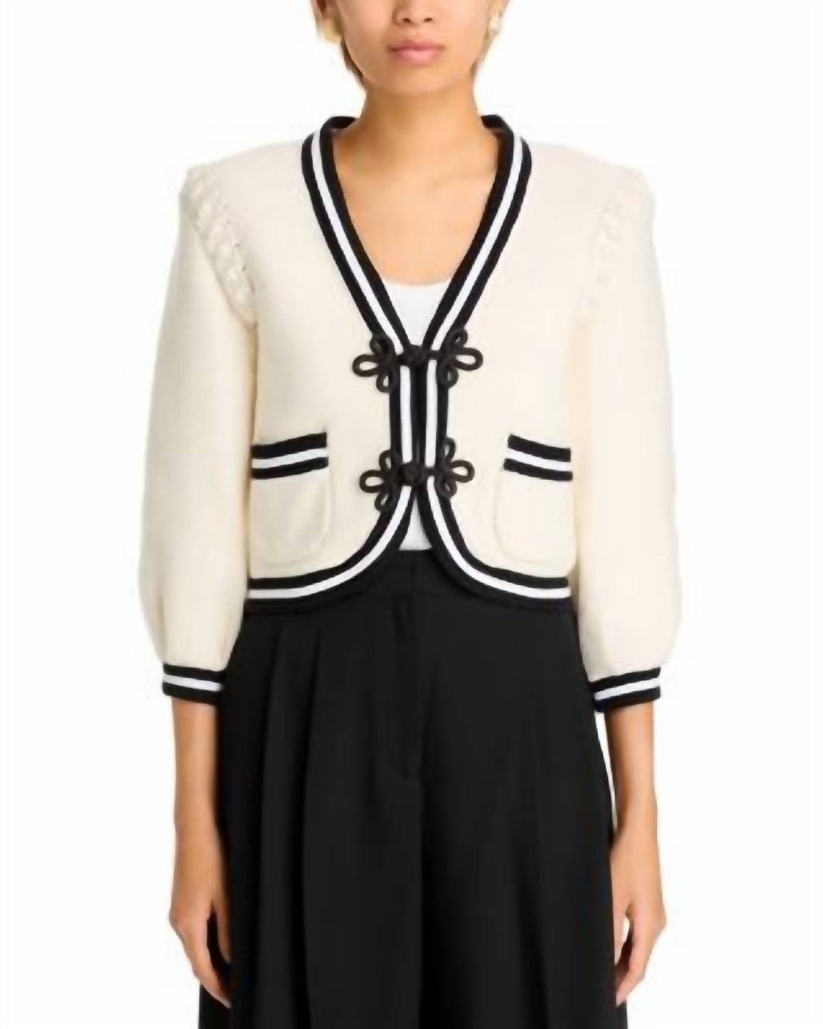 L'Agence - Kaito Contrast Trim Crop Cardigan