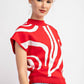 Ee:Some - Curvy Simplistic Swirl Mock Neck Top