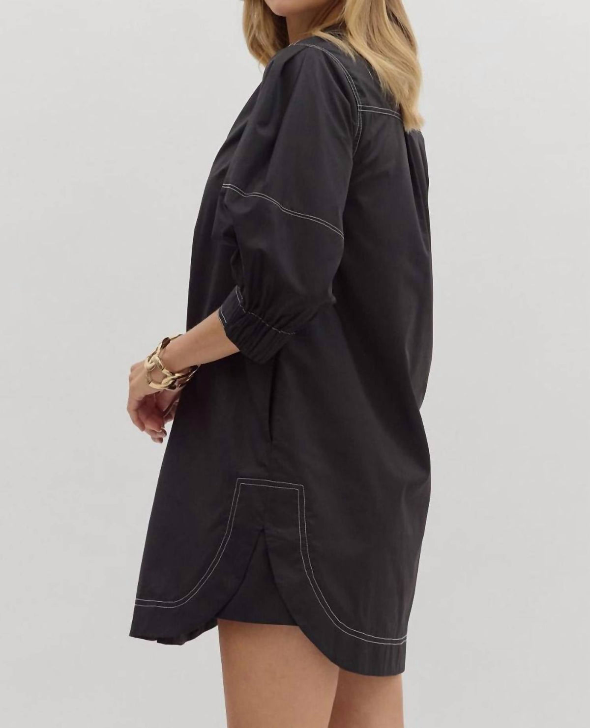 Entro - Zip Lantern Sleeve Mini Dress
