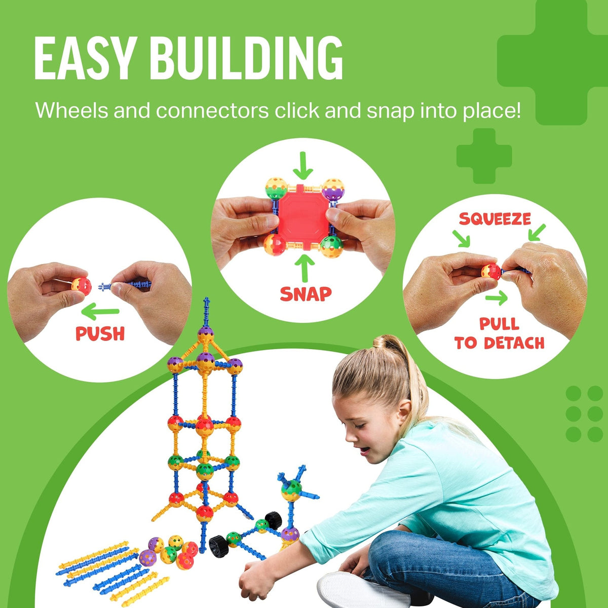 Educational Building Blocks Kit - 176 Pieces  (Ages 4-8)