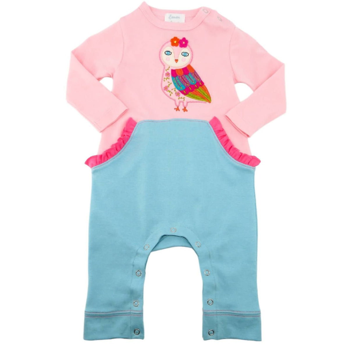 Lemon Loves Layette - Baby Girls Owl Luna Romper