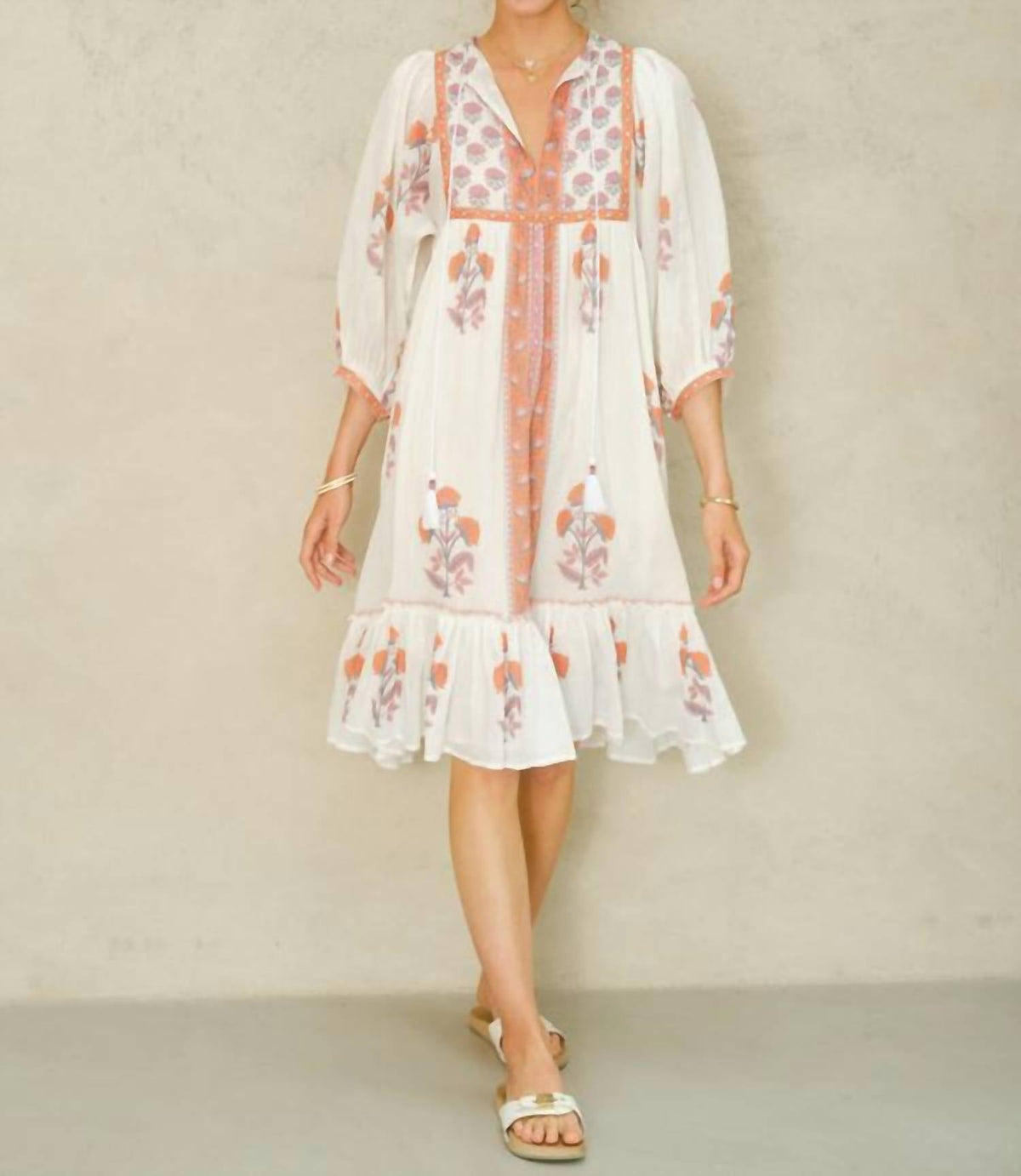 M.A.B.E. - Cadi Print Gathered Dress