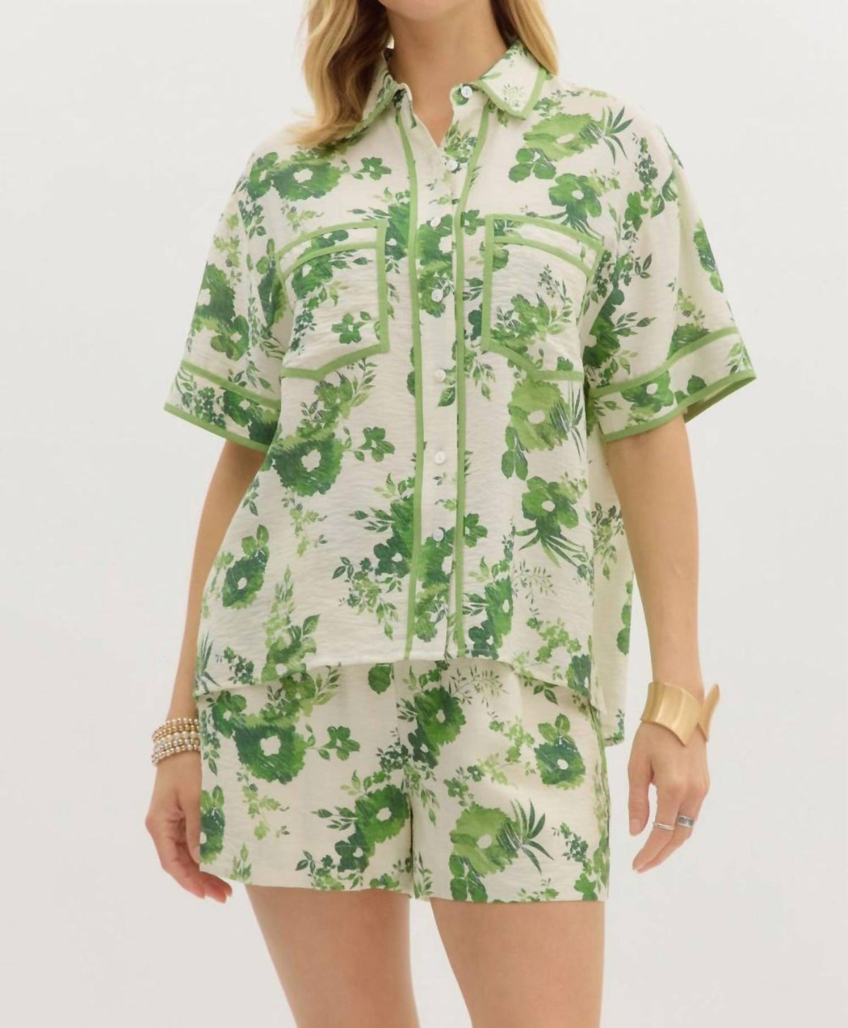 Entro - Tropical Floral Accented Binding Top