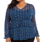 Style & Co Women's Plus Size Ruffle-Front Mesh Top Green Size 2 Extra Large