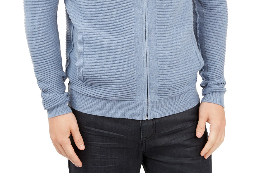 Alfani Men's Textured Zip-Front Cardigan Blue Size Medium