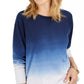 Style & Co Women's Cotton Ombre Sweatshirt Blue Size Medium