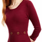BCX Juniors' Grommet-Waist Fit & Flare Dress Wine Size X-Small