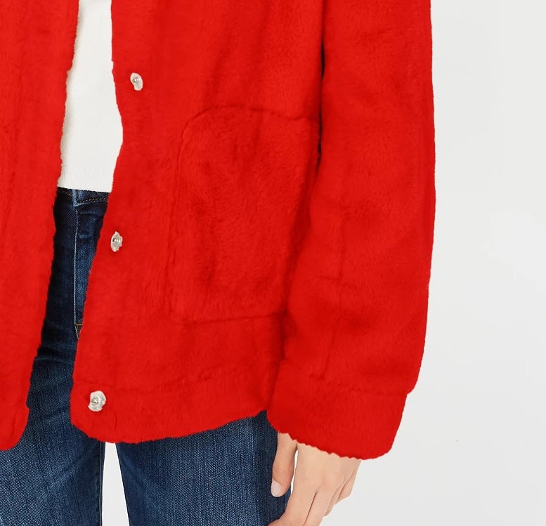 Jou Jou Juniors' Faux-Fur Jacket Red Size Large