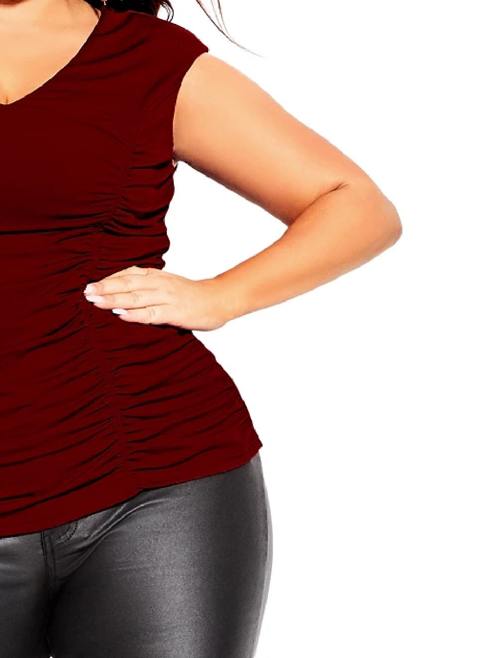 City Chic Women's Trendy Plus Ruched Top Medium Red Size 18W